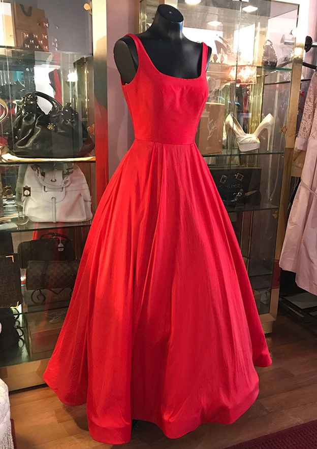 TingPo Wholesale A-line Square Neckline Regular Straps Long/Floor-Length Satin Prom Dress